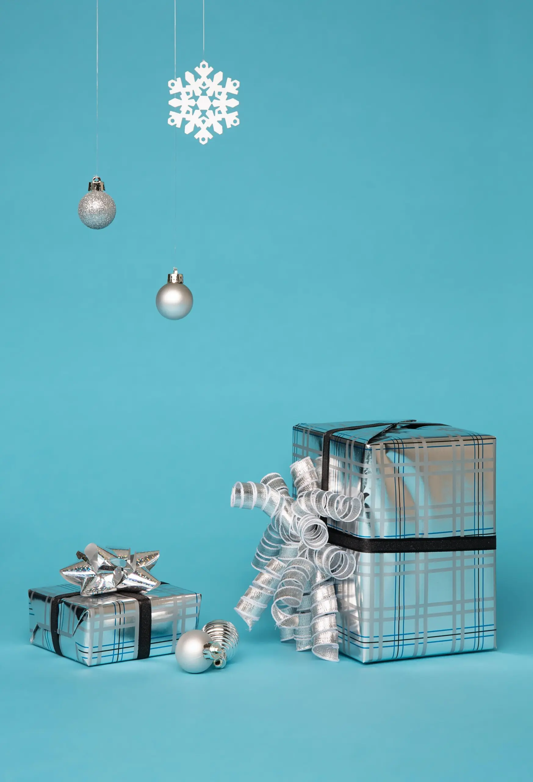 a group of presents with ornaments