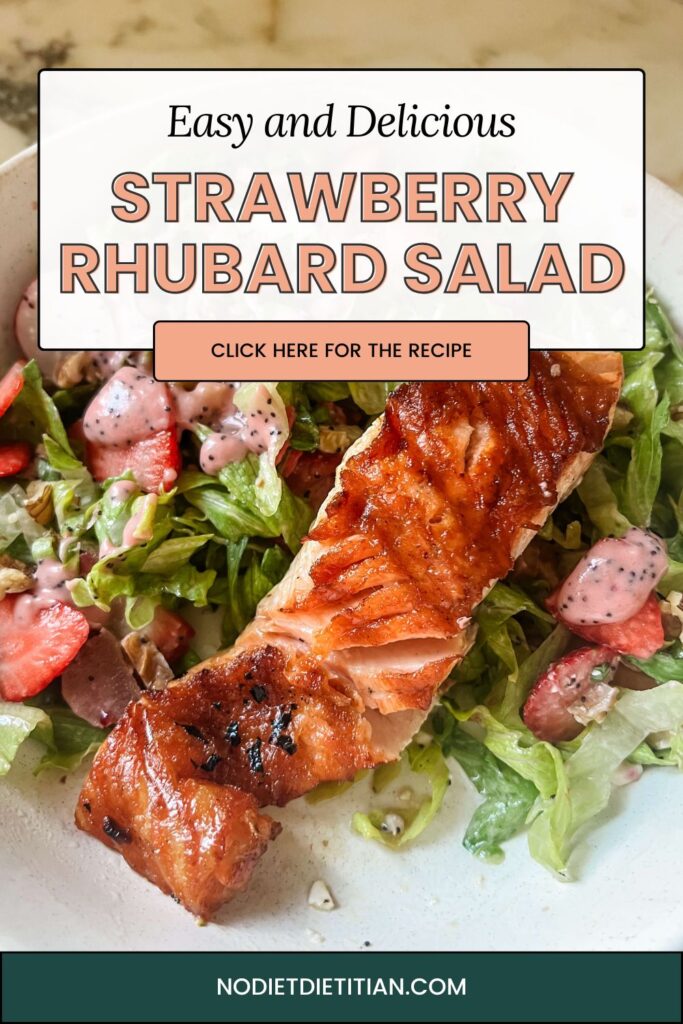 Strawberry Rhubarb Salad with Honey Glazed Salmon