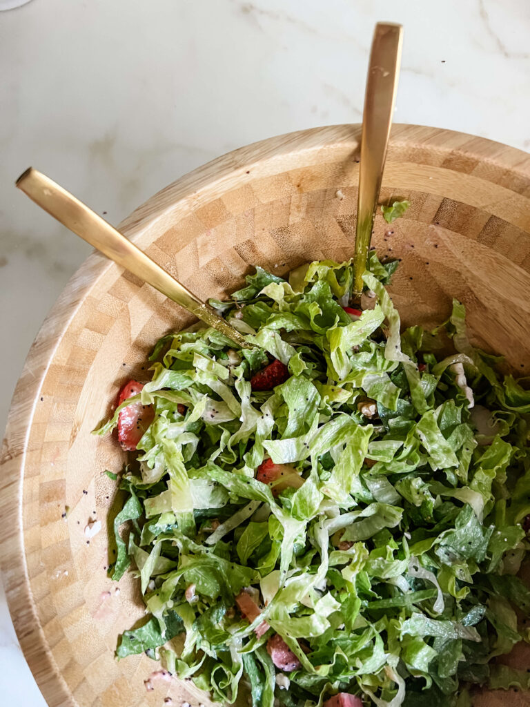 Salad in a wooden bowl