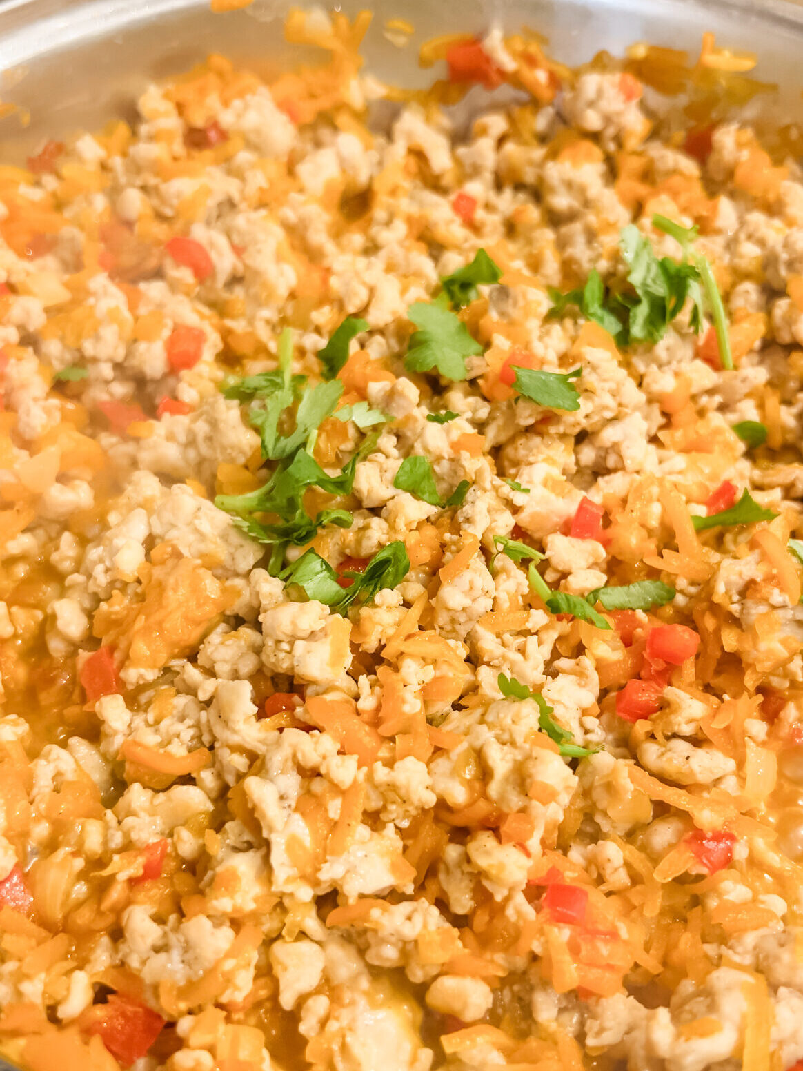 Ground meat and veggies in a pot